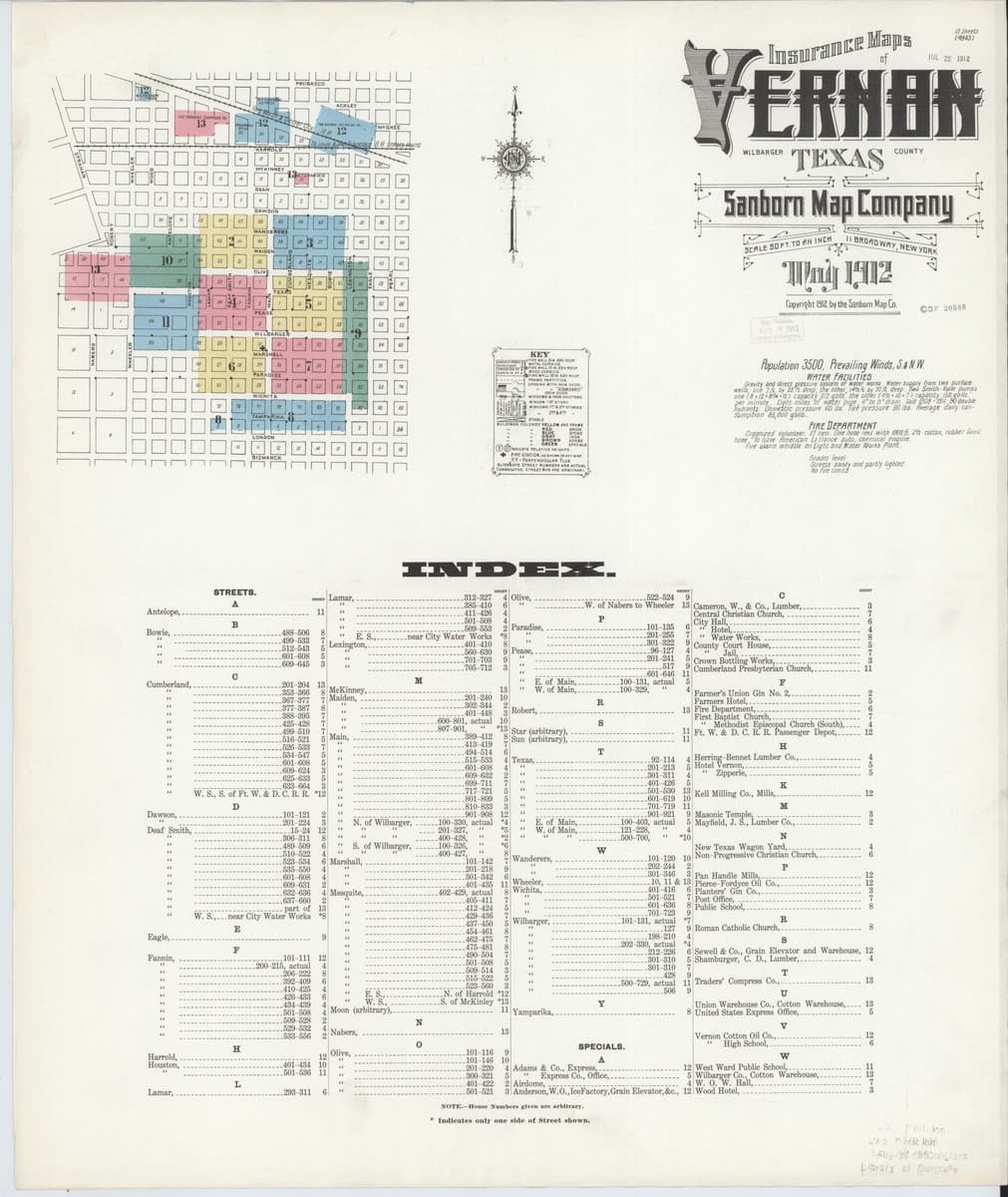 Vernon, Texas - 1912 Sanborn Map