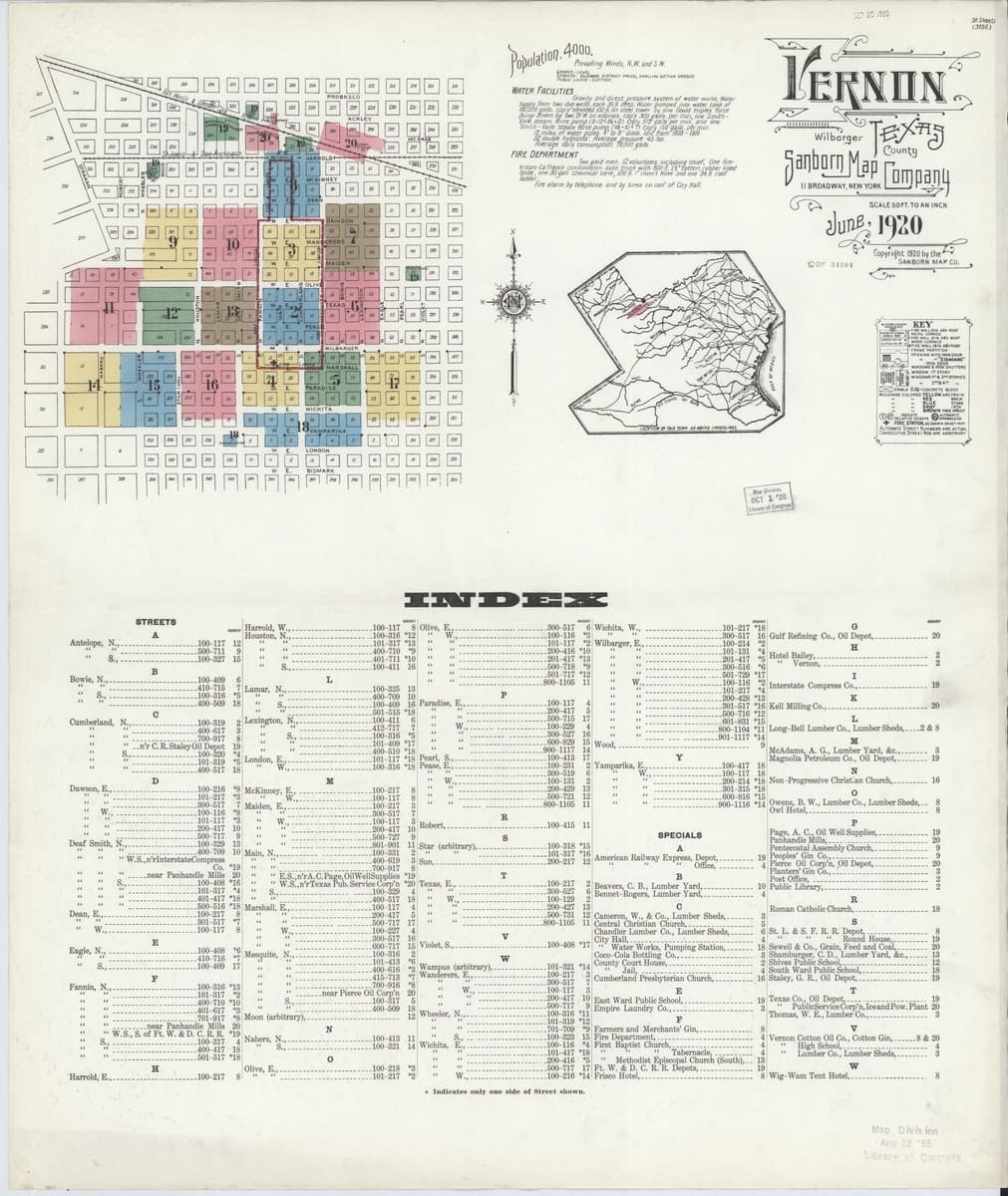 Vernon, Texas - 1920 Sanborn Map