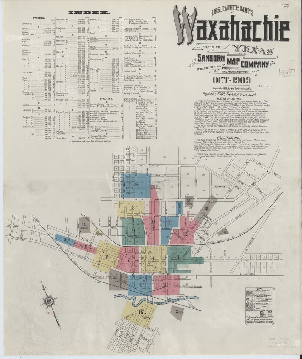 Waxahachie, Texas - 1909 Sanborn Map