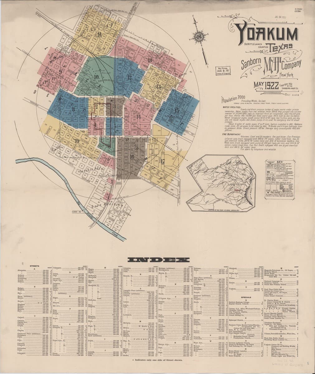 Yoakum, Texas - 1922 Sanborn Map