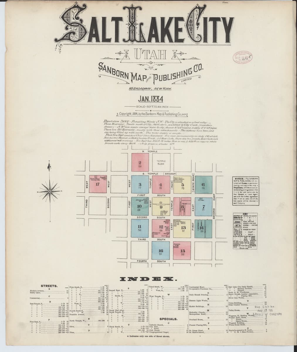 Framed print of Salt Lake City, Utah (1884)