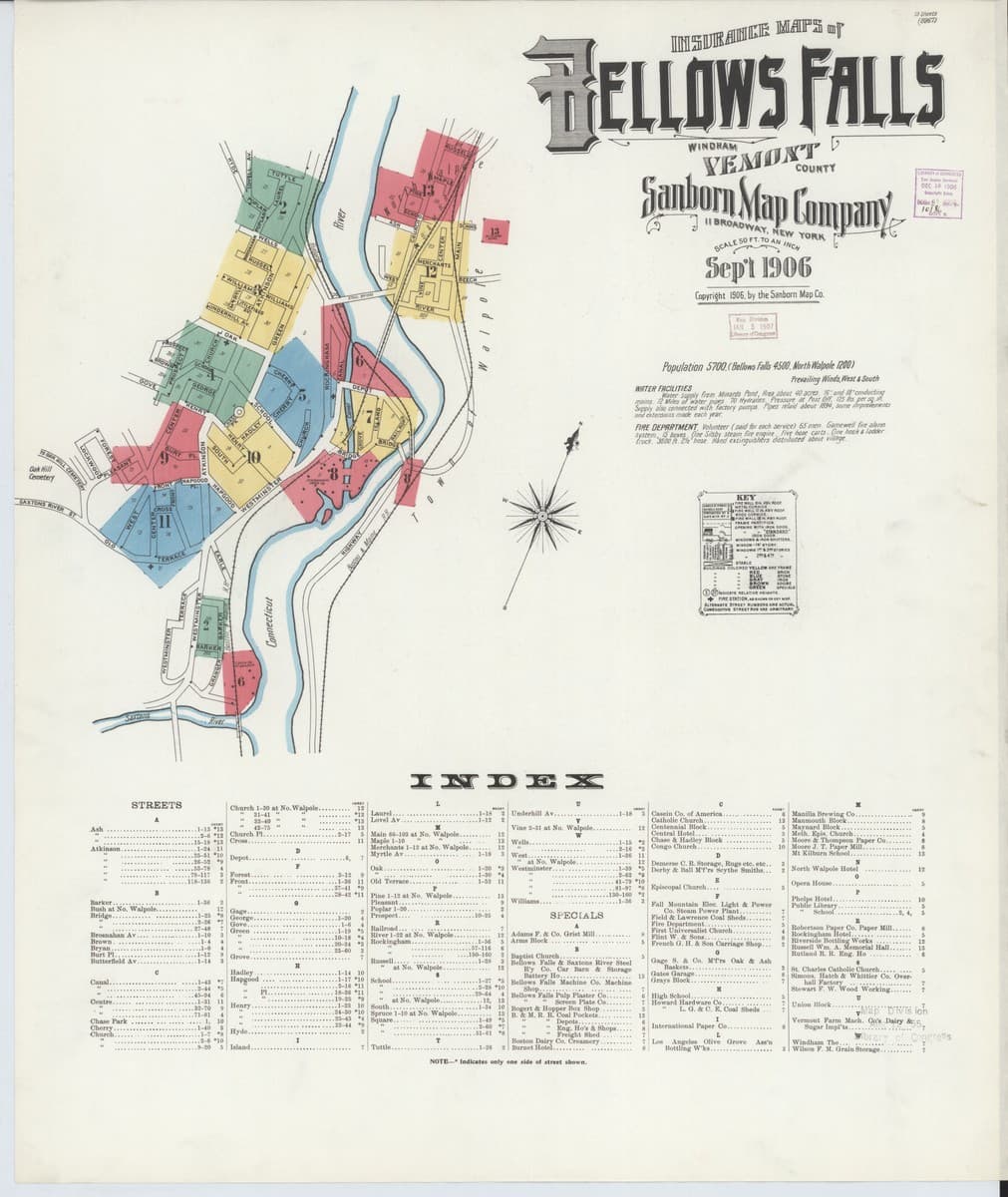 Bellows Falls, Vermont - 1906 Sanborn Map