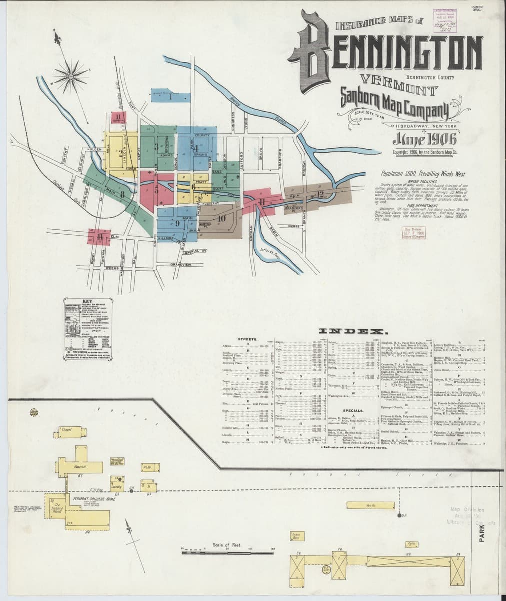 Bennington, Vermont - 1906 Sanborn Map