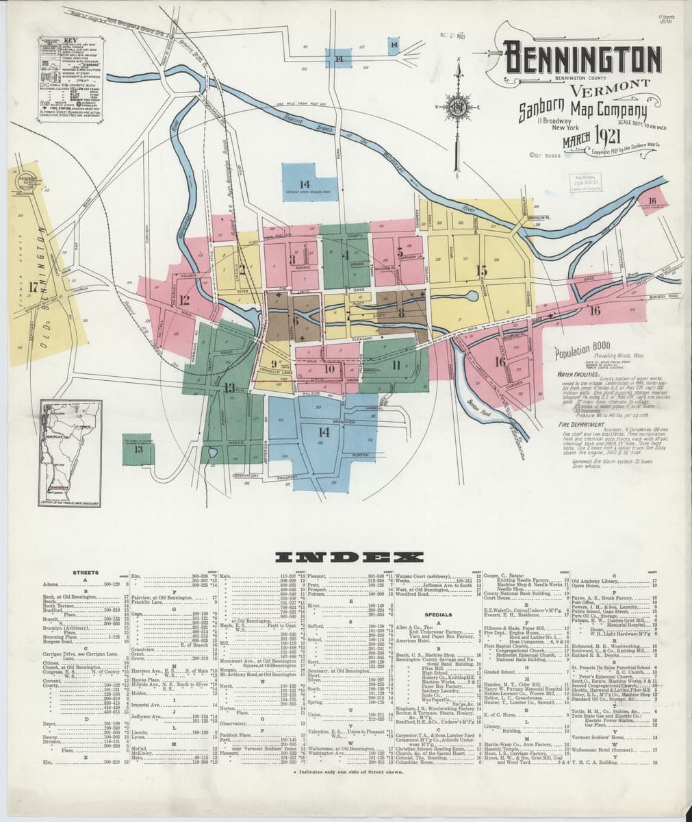 Bennington, Vermont - 1921 Sanborn Map