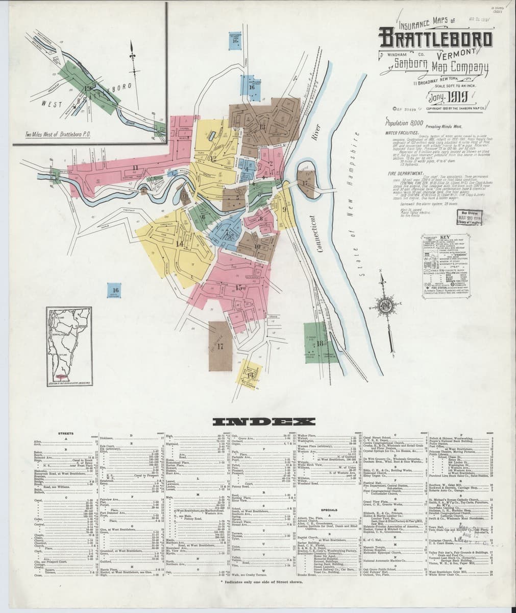 Brattleboro, Vermont - 1919 Sanborn Map