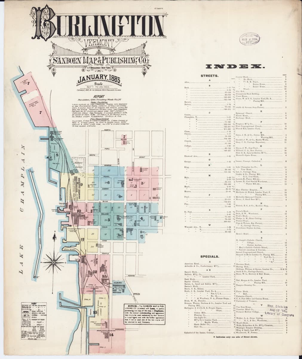 Burlington, Vermont - 1885 Sanborn Map