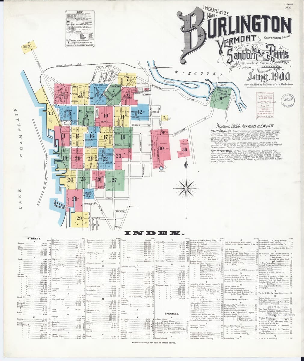 Burlington, Vermont - 1900 Sanborn Map