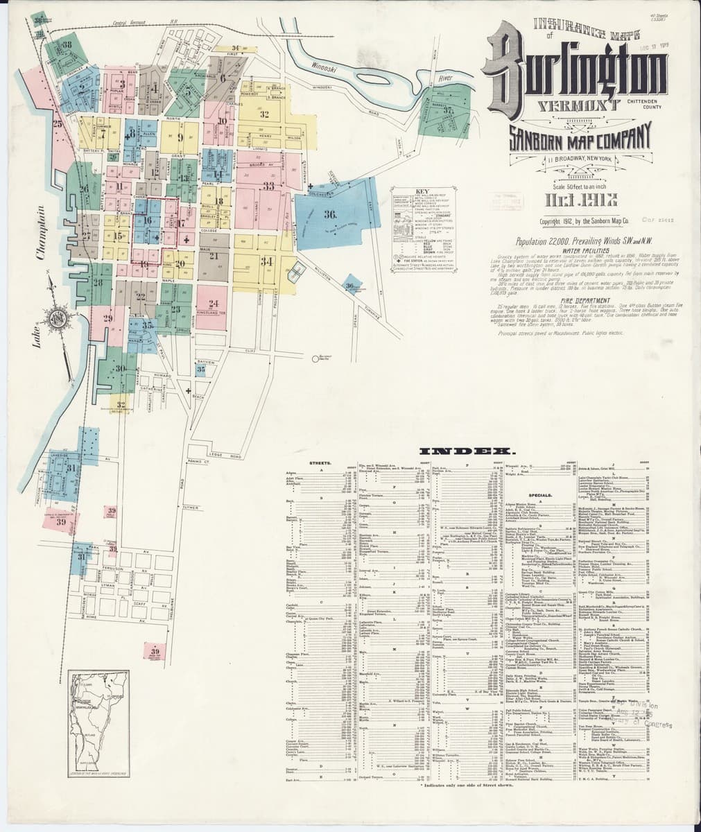 Burlington, Vermont - 1912 Sanborn Map