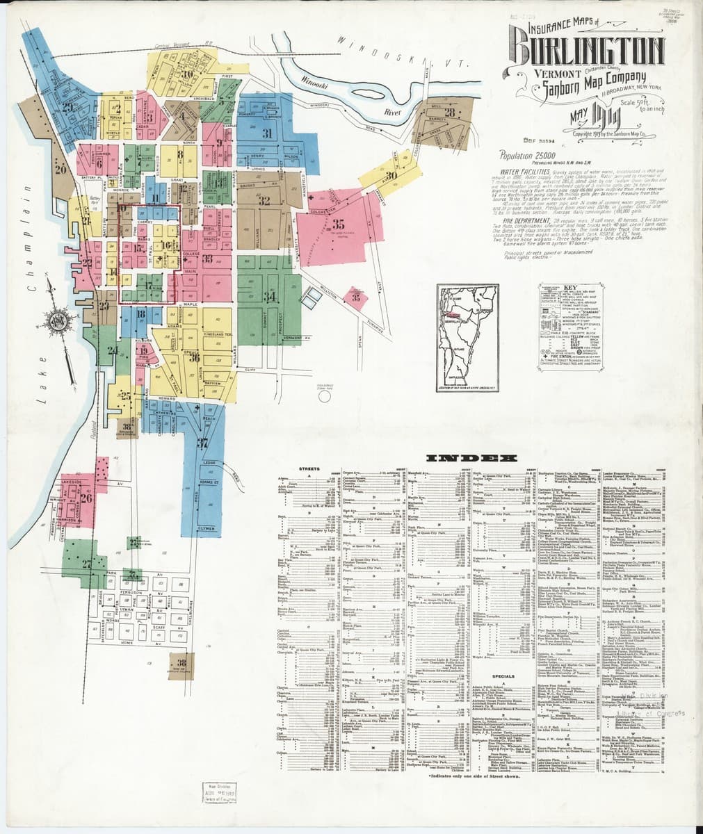 Burlington, Vermont - 1919 Sanborn Map