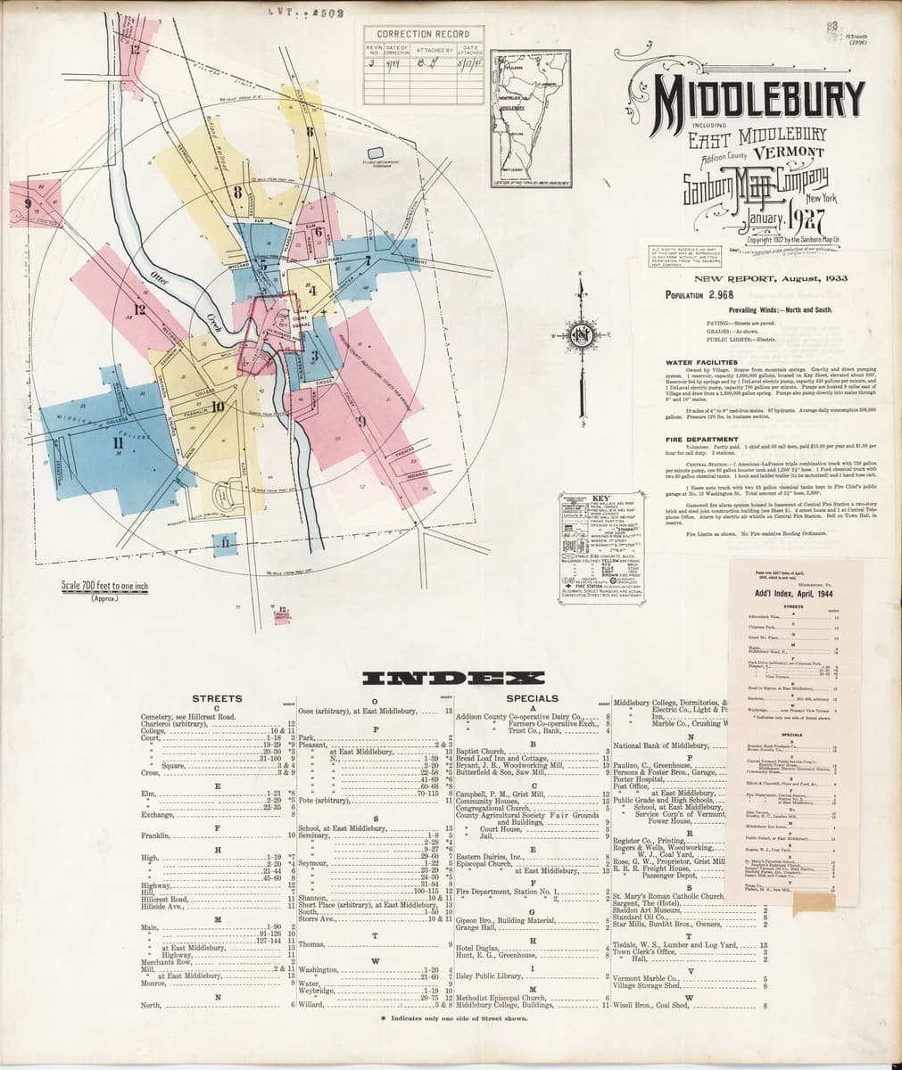 Middlebury, Vermont - 1927 Sanborn Map