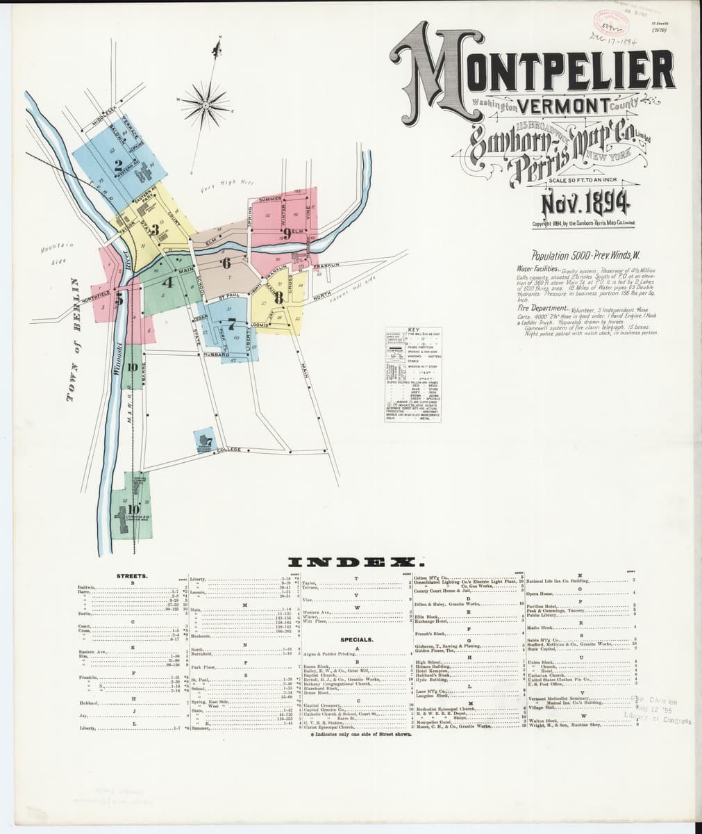 Montpelier, Vermont - 1894 Sanborn Map