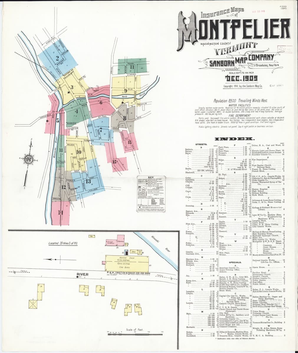 Montpelier, Vermont - 1909 Sanborn Map