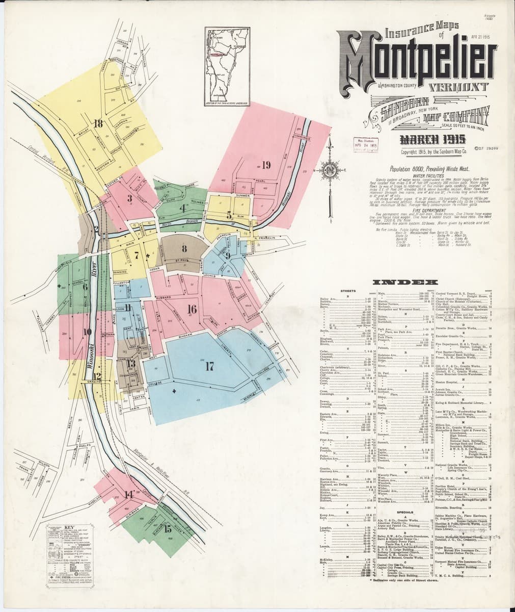 Montpelier, Vermont - 1915 Sanborn Map