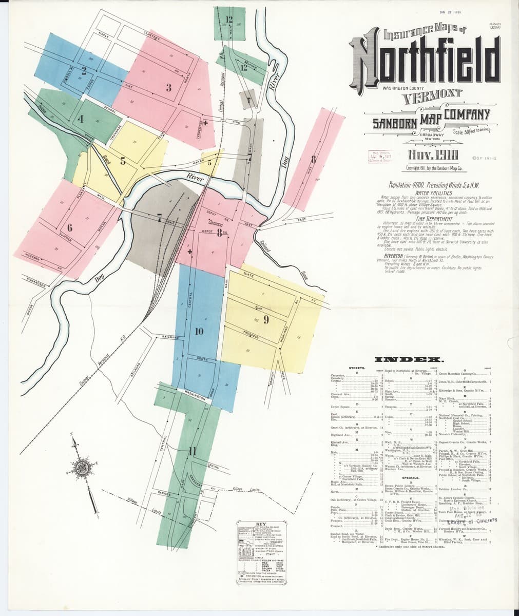 Northfield, Vermont - 1910 Sanborn Map