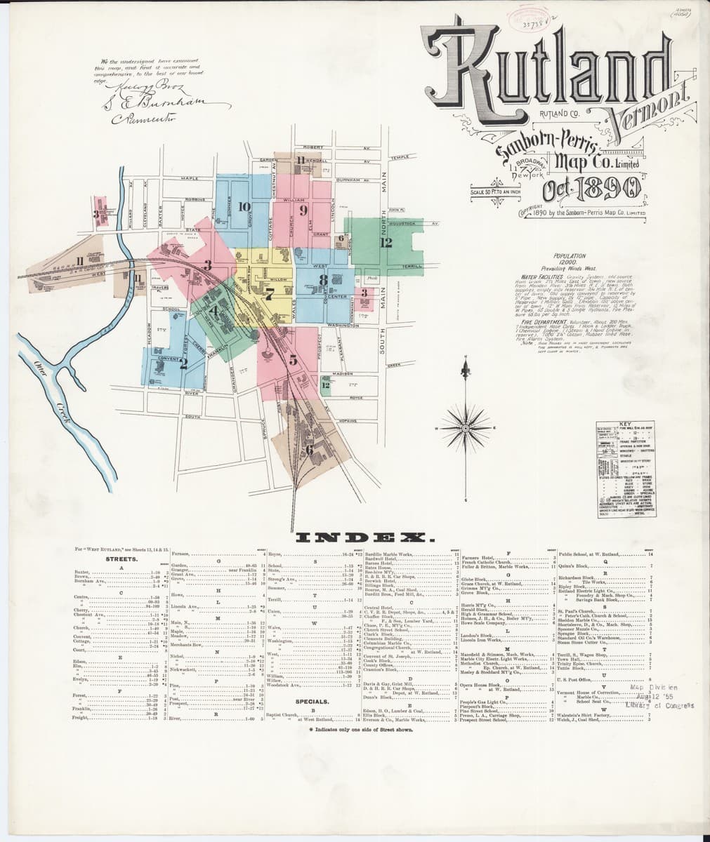 Rutland, Vermont - 1890 Sanborn Map