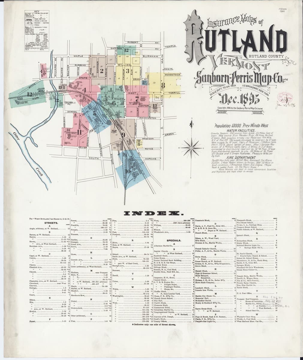 Rutland, Vermont - 1895 Sanborn Map