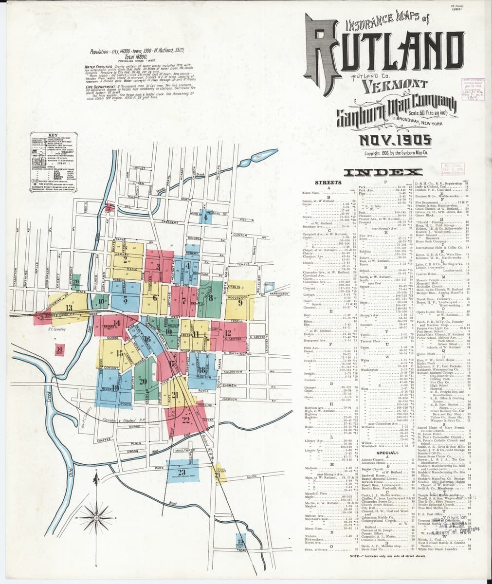 Rutland, Vermont - 1905 Sanborn Map