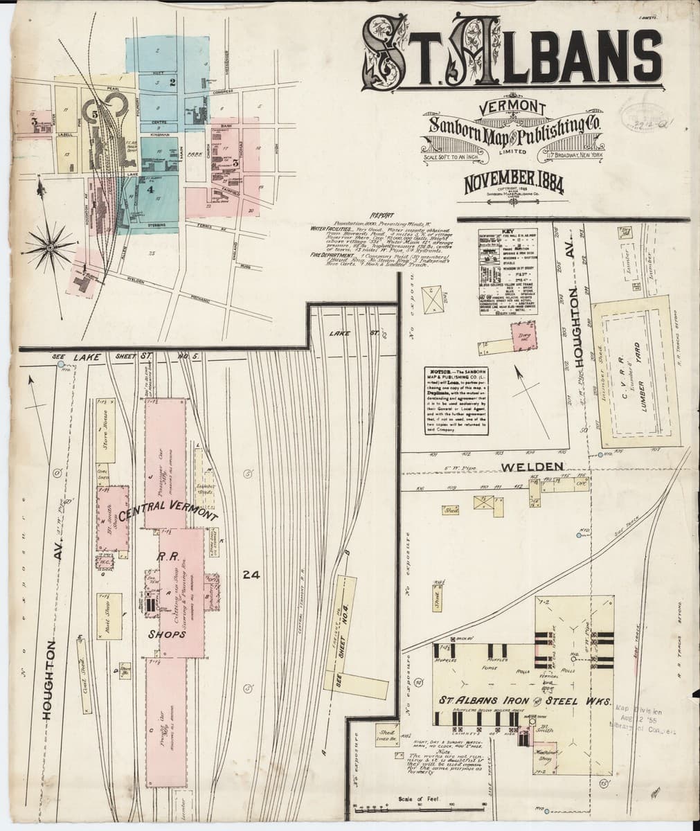 Saint Albans, Vermont - 1884 Sanborn Map