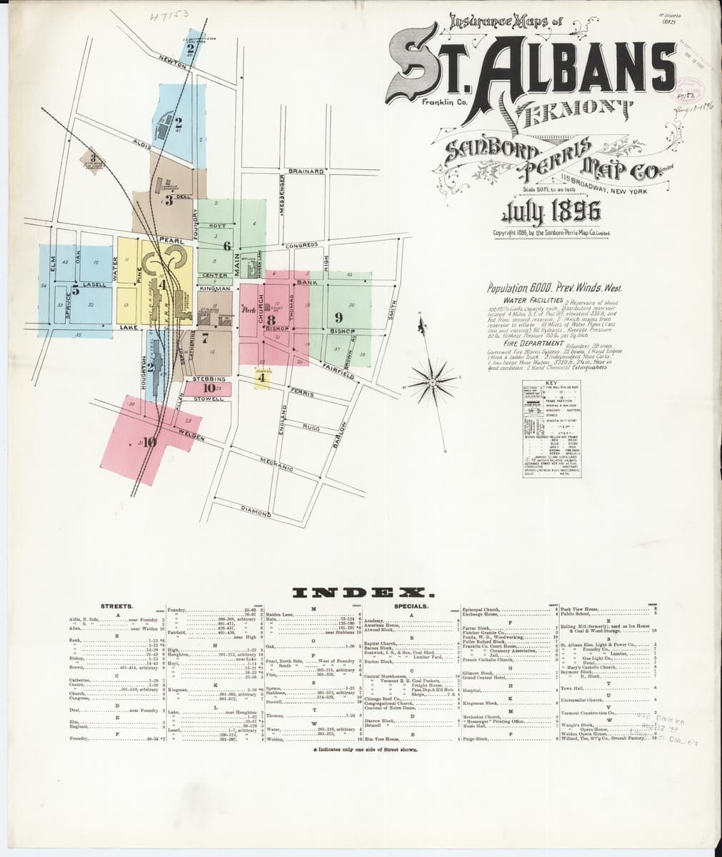 Saint Albans, Vermont - 1896 Sanborn Map