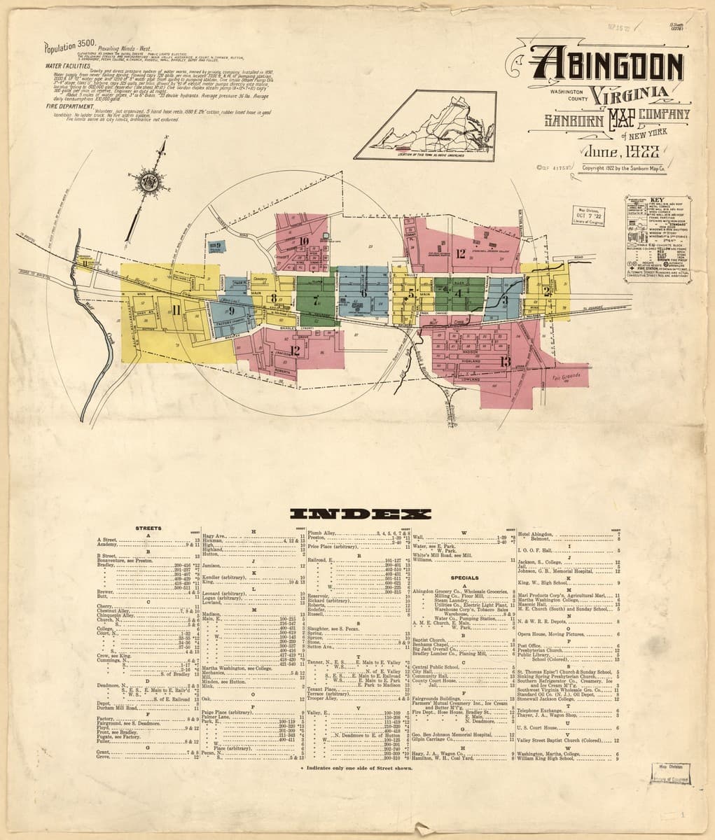 Abingdon, Virginia - 1922 Sanborn Map