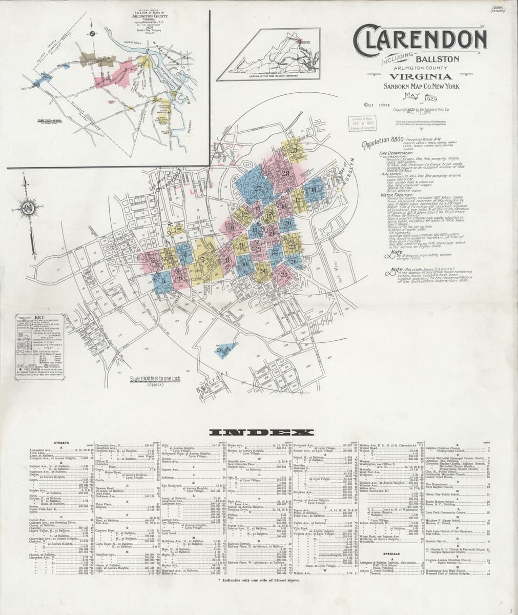 Clarendon, Virginia - 1929 Sanborn Map