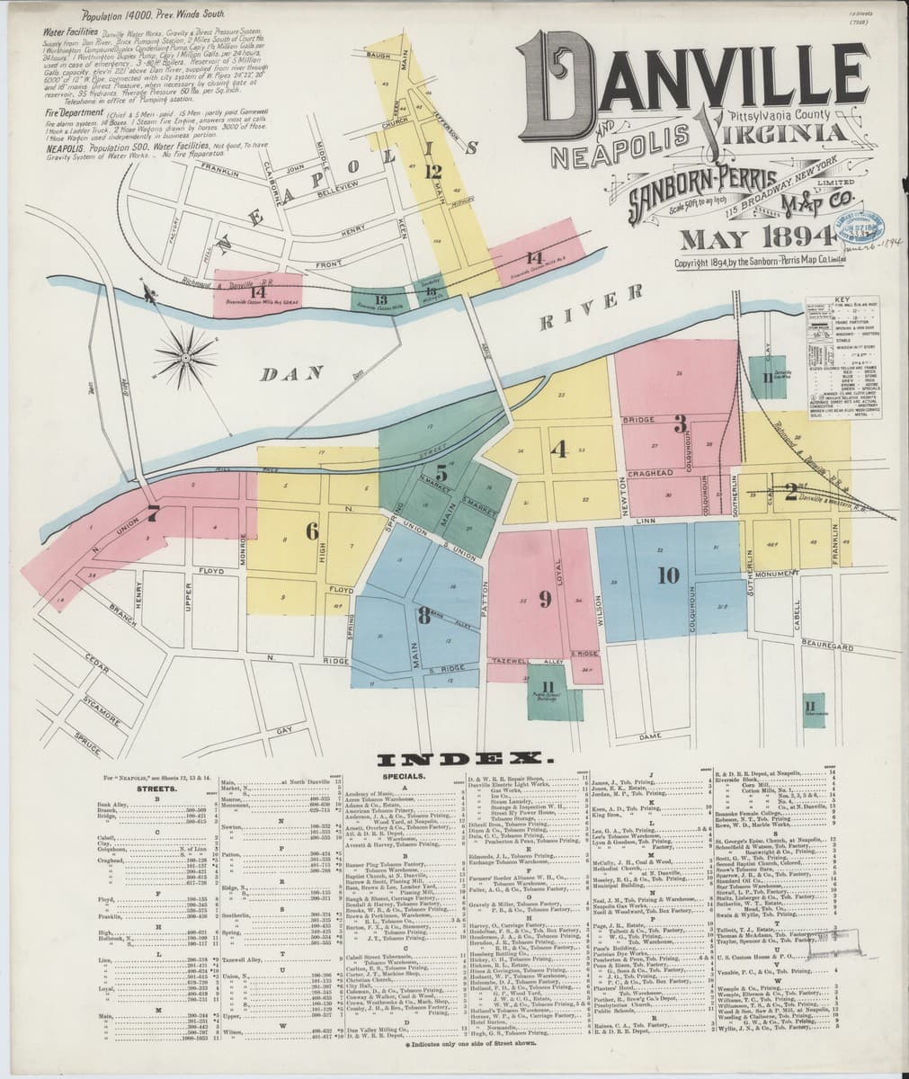 Danville, Virginia - 1894 Sanborn Map