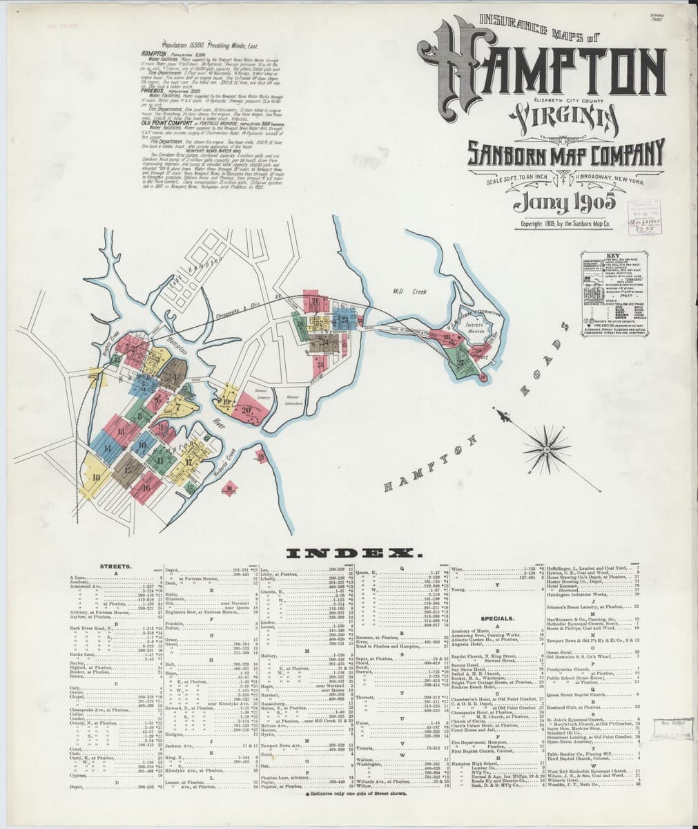 Hampton, Virginia - 1905 Sanborn Map