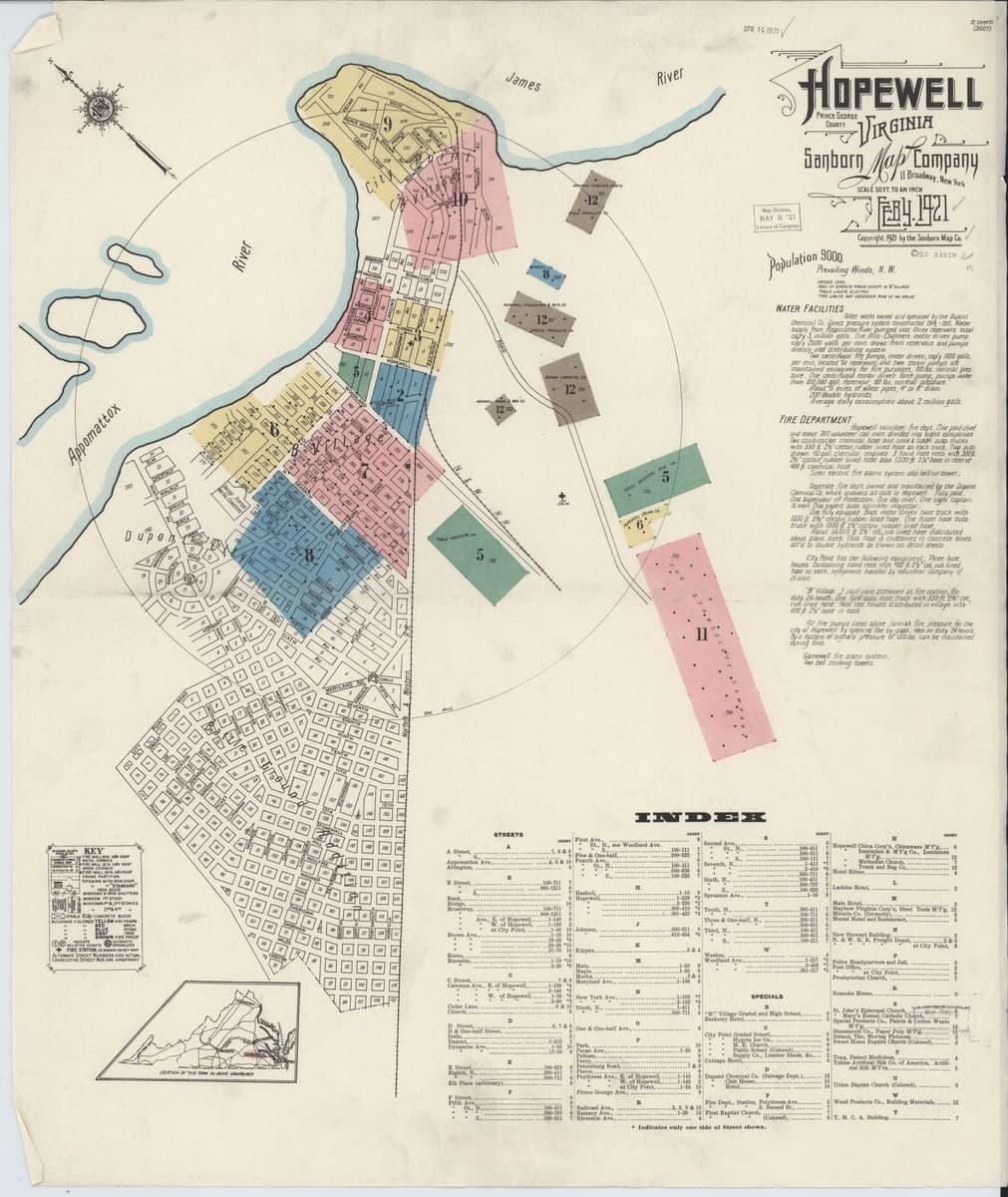 Hopewell, Virginia - 1921 Sanborn Map