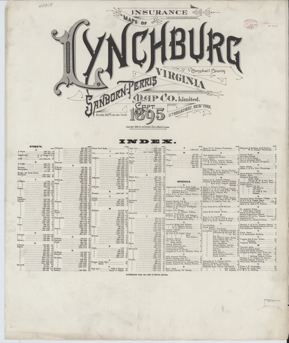 Lynchburg, Virginia - 1895 Sanborn Map