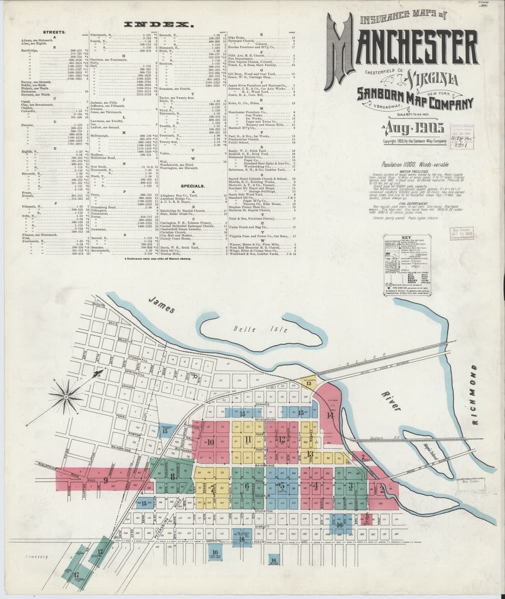 Manchester, Virginia - 1905 Sanborn Map