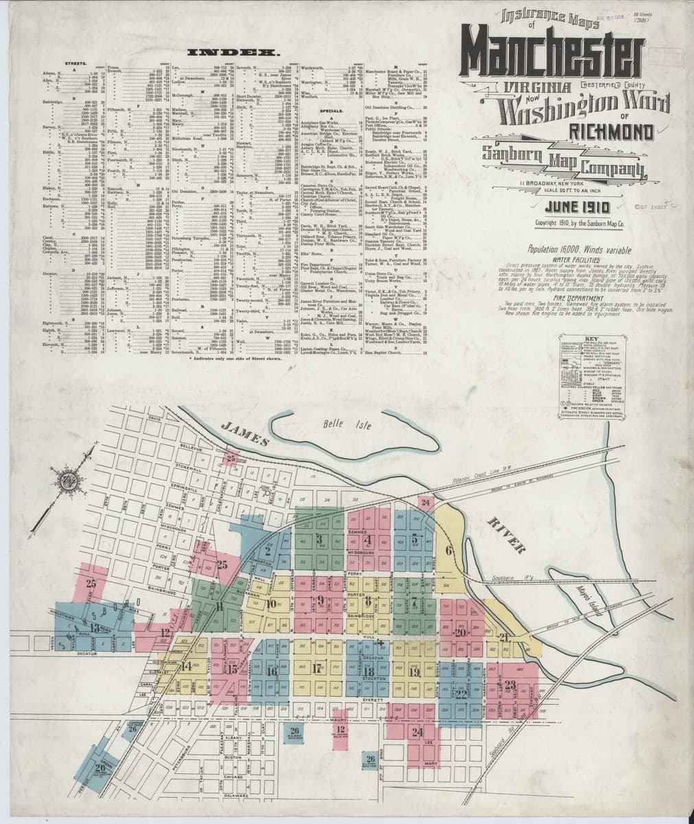 Manchester, Virginia - 1910 Sanborn Map