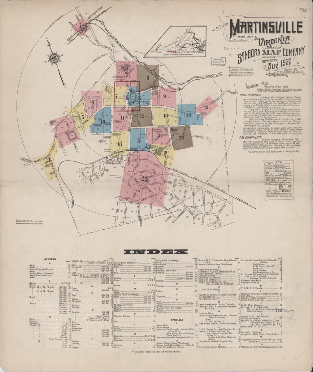 Martinsville, Virginia - 1922 Sanborn Map