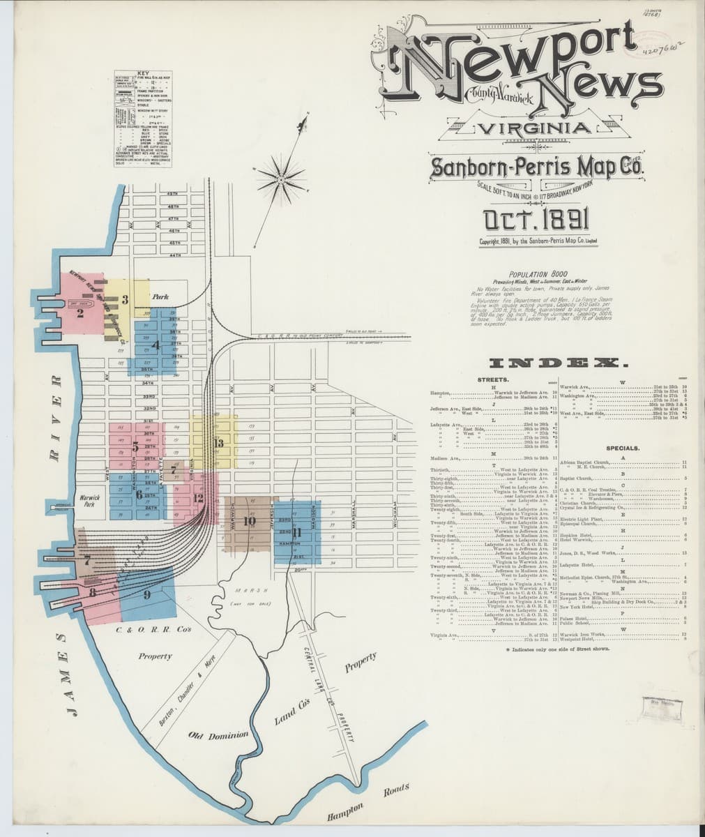 Newport News, Virginia - 1891 Sanborn Map