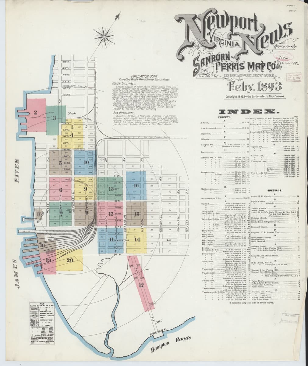 Newport News, Virginia - 1893 Sanborn Map