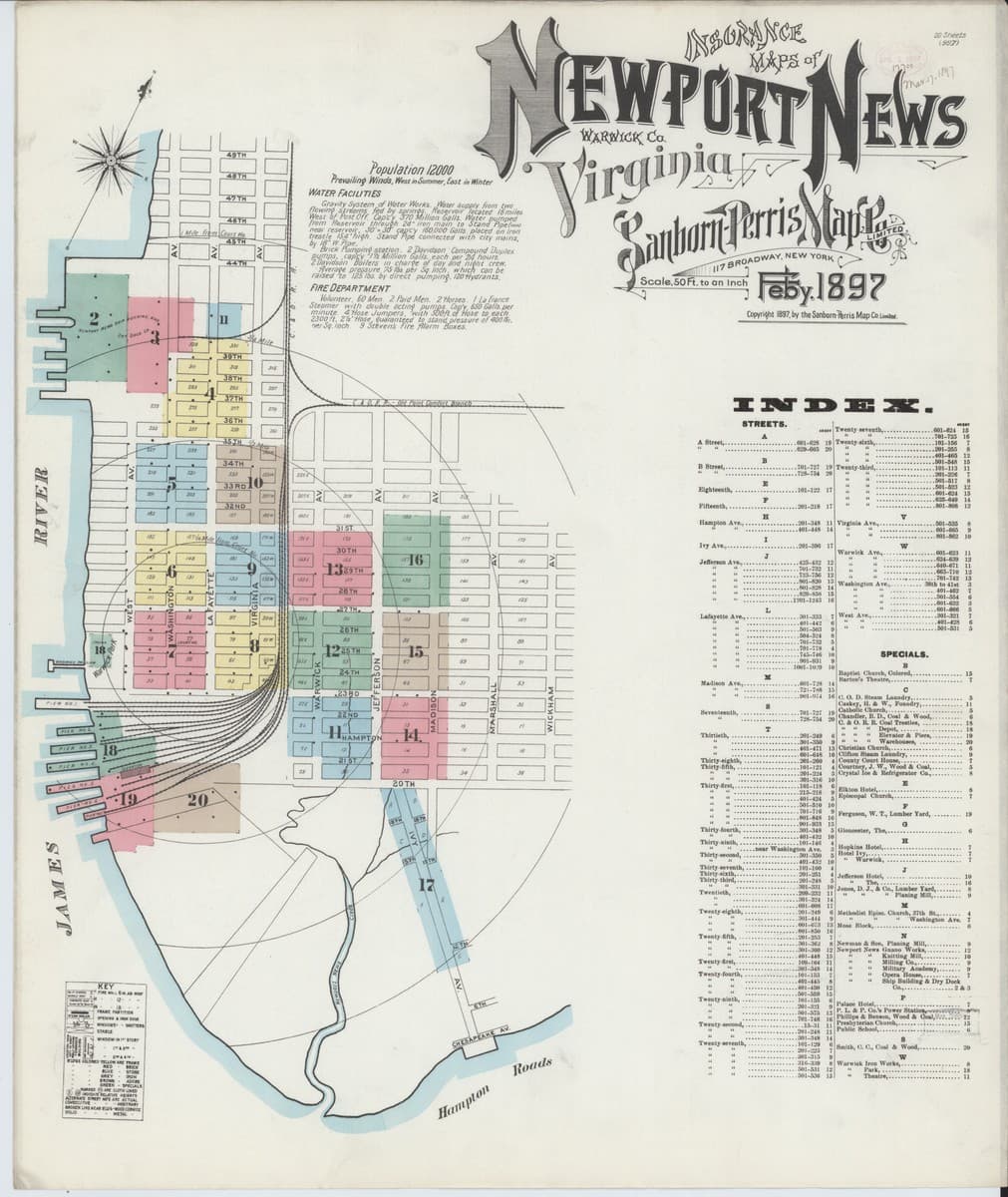 Newport News, Virginia - 1897 Sanborn Map