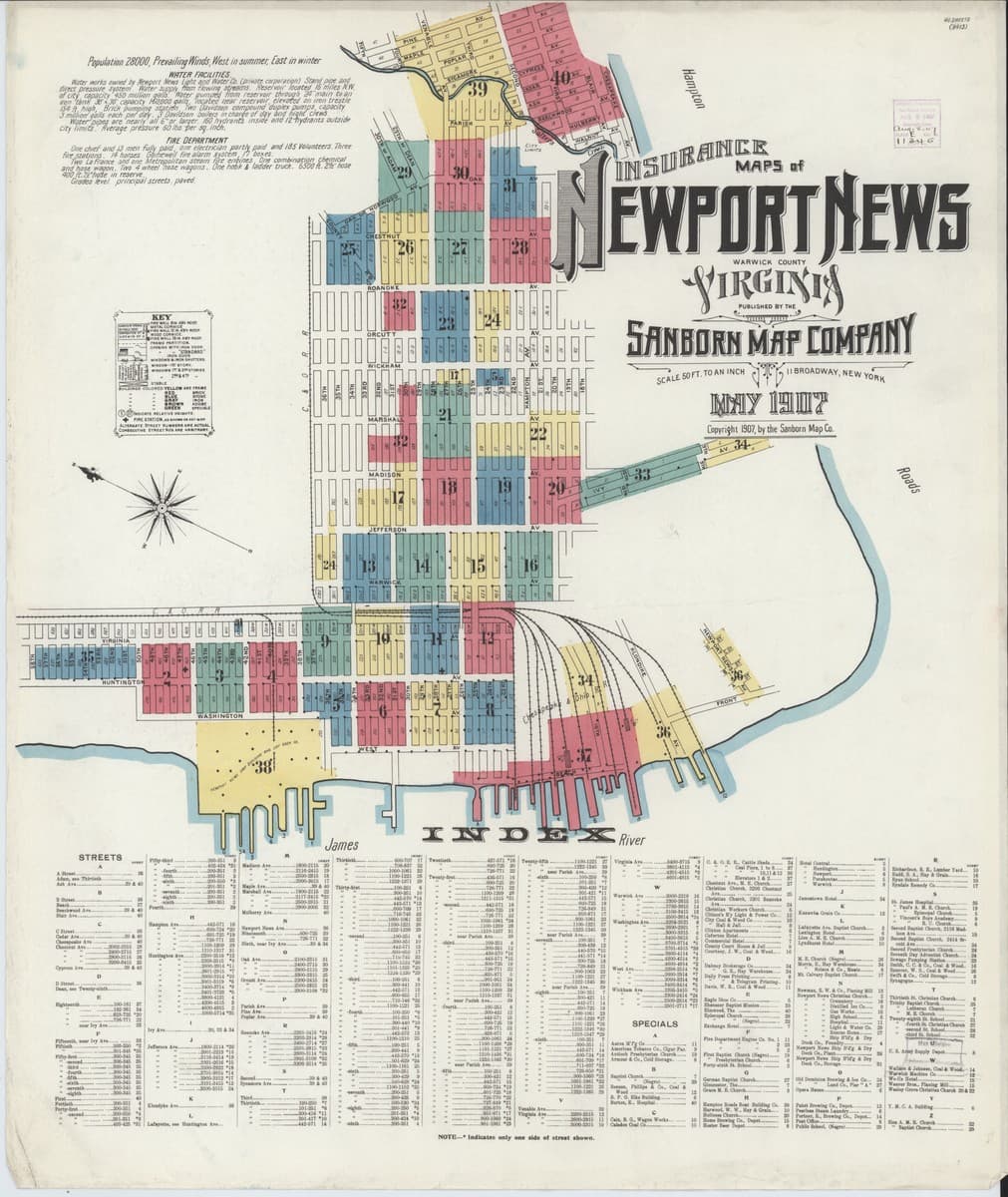 Newport News, Virginia - 1907 Sanborn Map