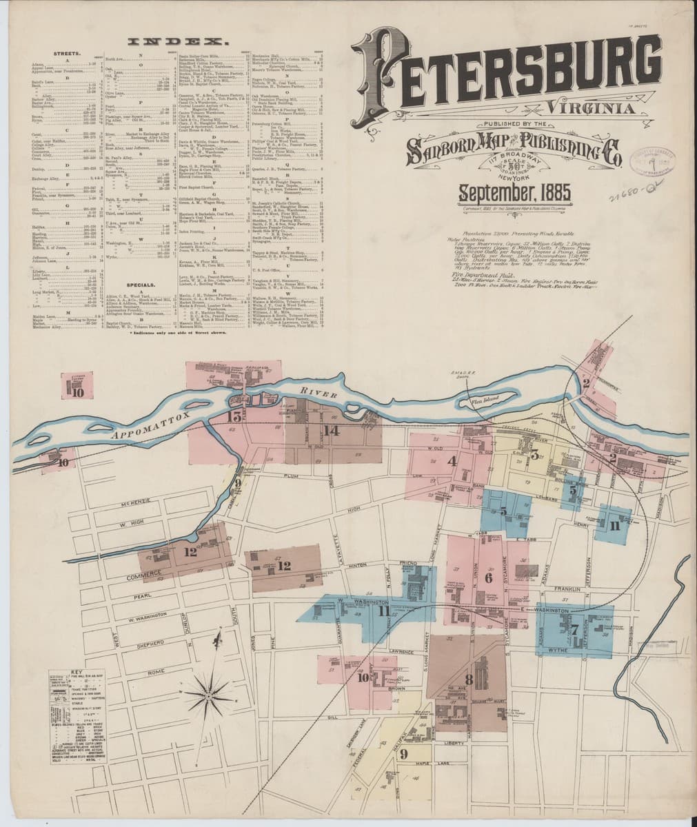 Petersburg, Virginia - 1885 Sanborn Map