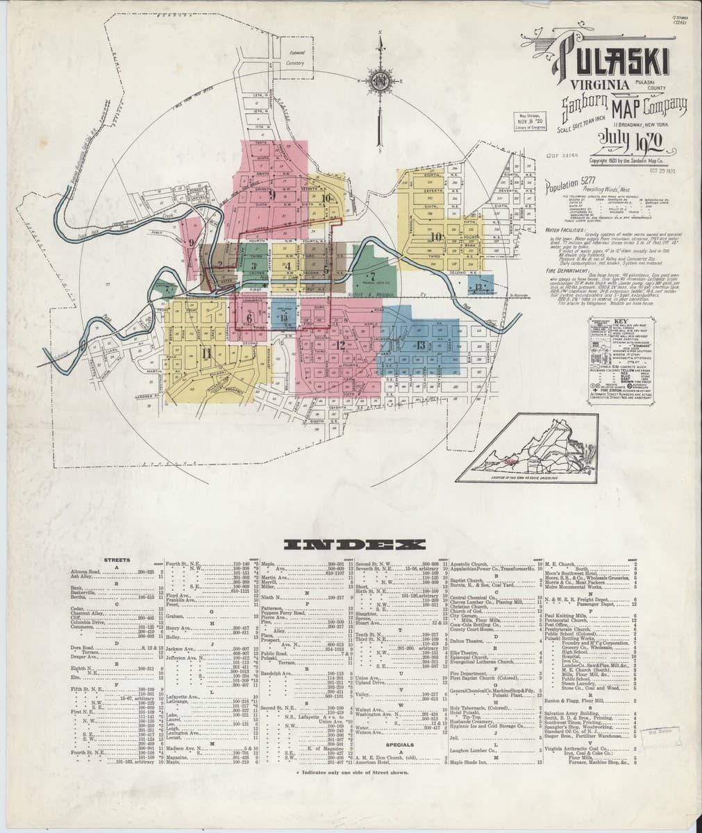 Pulaski, Virginia - 1920 Sanborn Map