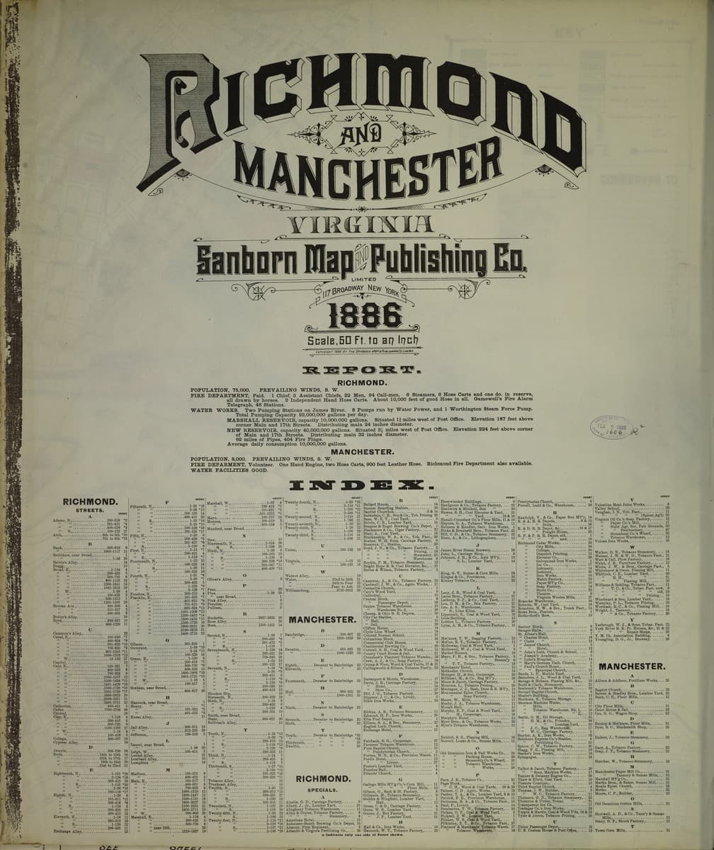 Richmond, Virginia - 1886 Sanborn Map
