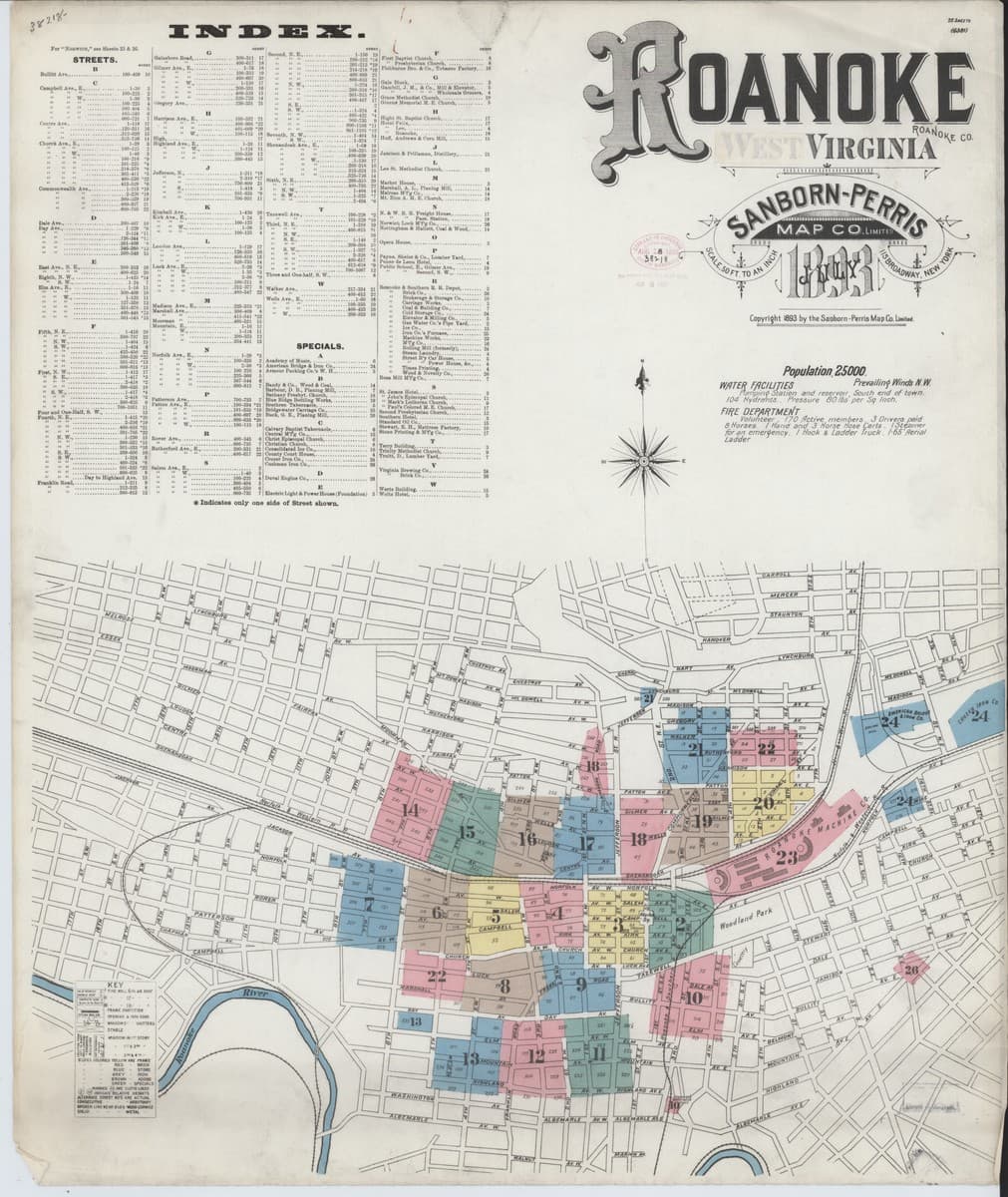 Roanoke, Virginia - 1893 Sanborn Map