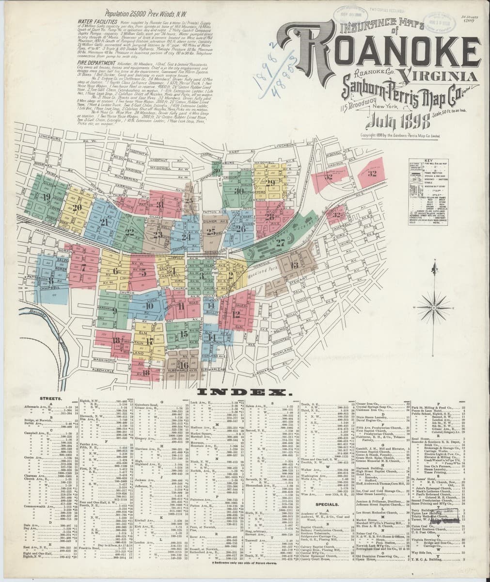 Roanoke, Virginia - 1898 Sanborn Map