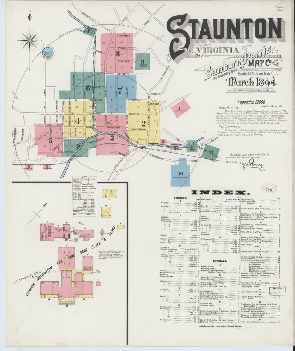 Staunton, Virginia - 1894 Sanborn Map