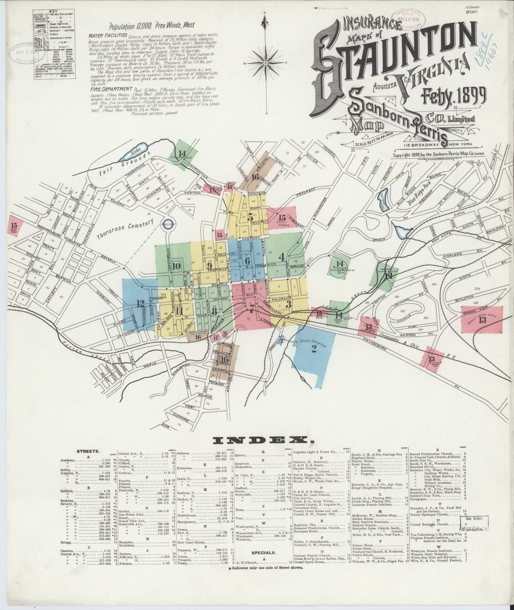 Staunton, Virginia - 1899 Sanborn Map