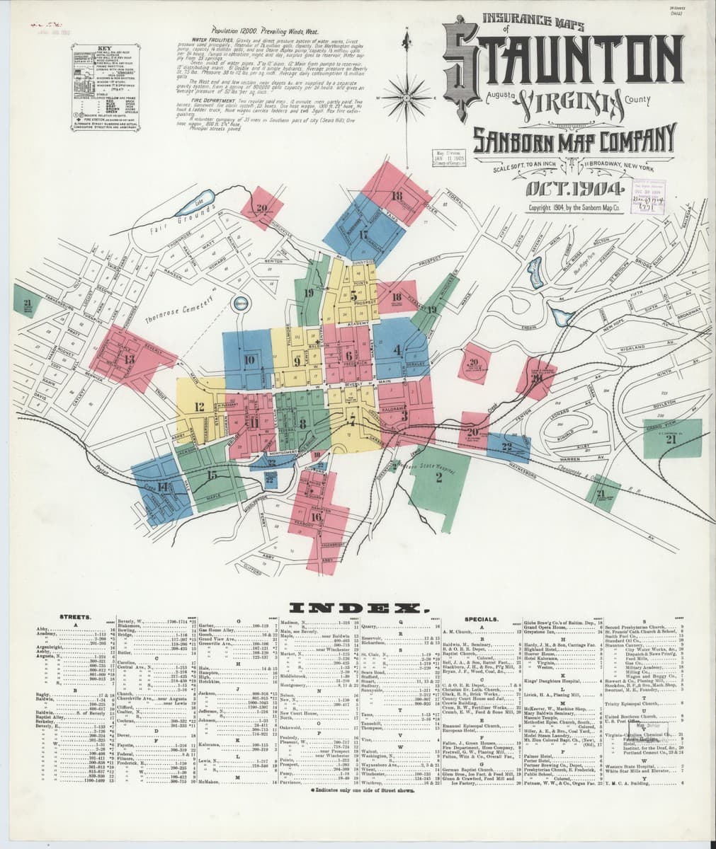 Staunton, Virginia - 1904 Sanborn Map