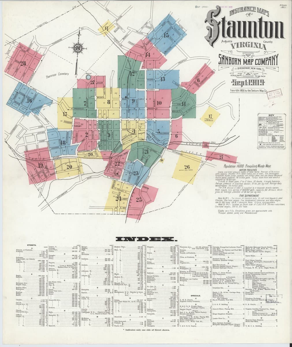 Staunton, Virginia - 1909 Sanborn Map