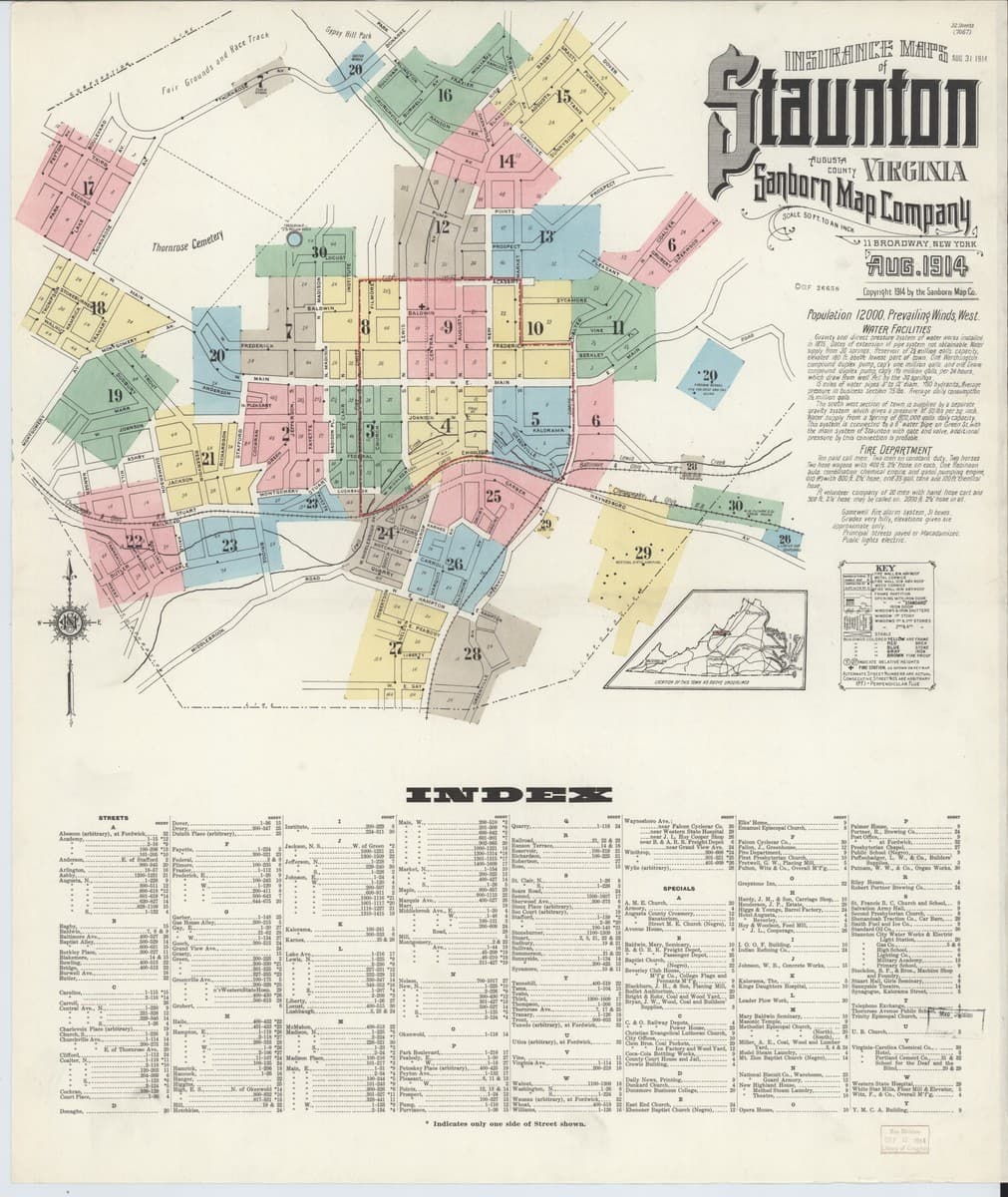 Staunton, Virginia - 1914 Sanborn Map
