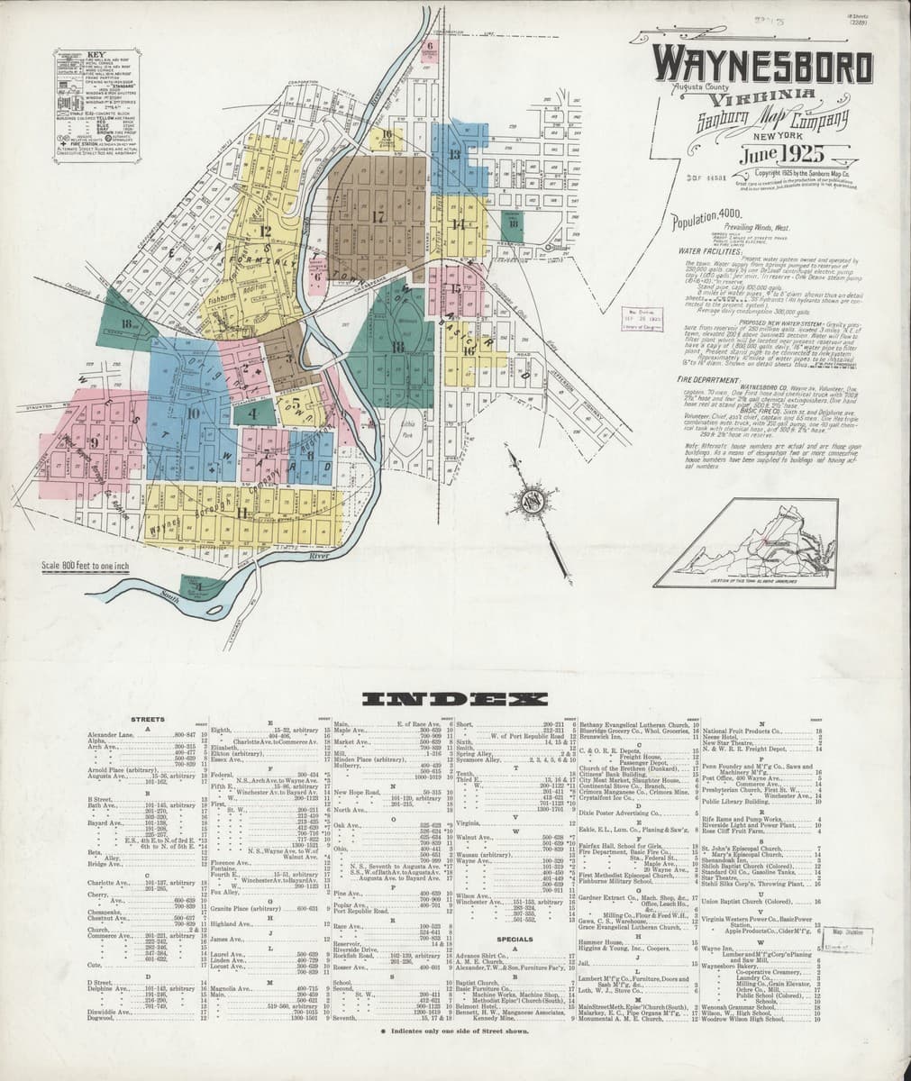 Waynesboro, Virginia - 1925 Sanborn Map