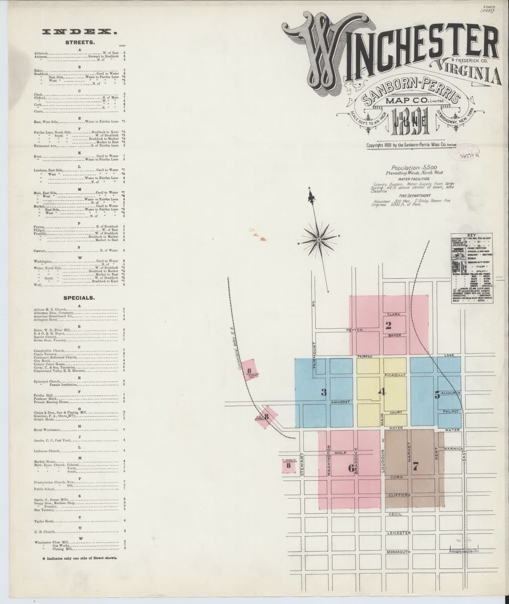 Winchester, Virginia - 1891 Sanborn Map
