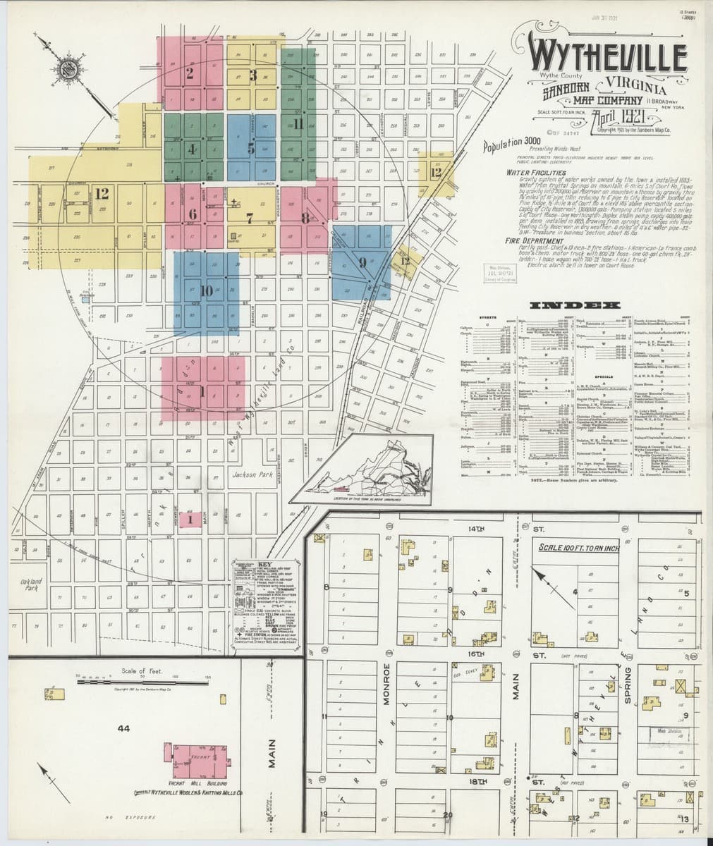Wytheville, Virginia - 1921 Sanborn Map
