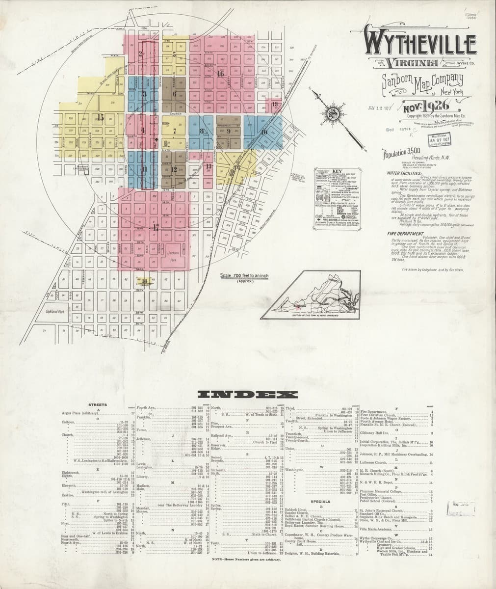 Wytheville, Virginia - 1926 Sanborn Map